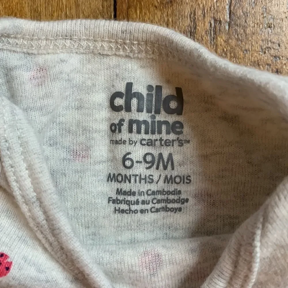 Carters 6 to 9 months long sleeve onesies pants bundle floral ladybug spring